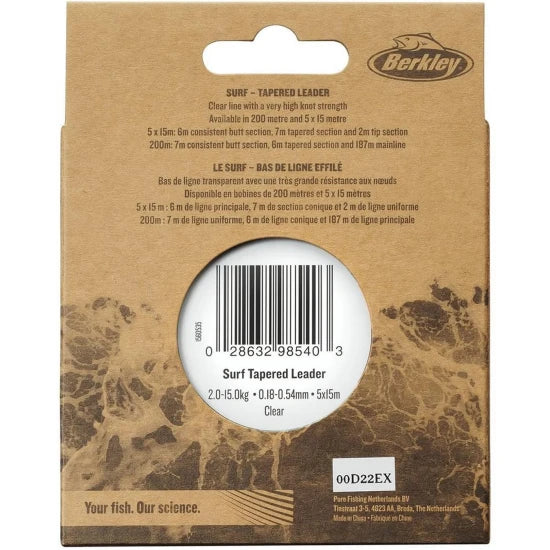 Fir Monofilament Conic Berkley Nautil Surf Tapered, Clear, 200m, 0.23mm-0.57mm, 3.2-16.1kg