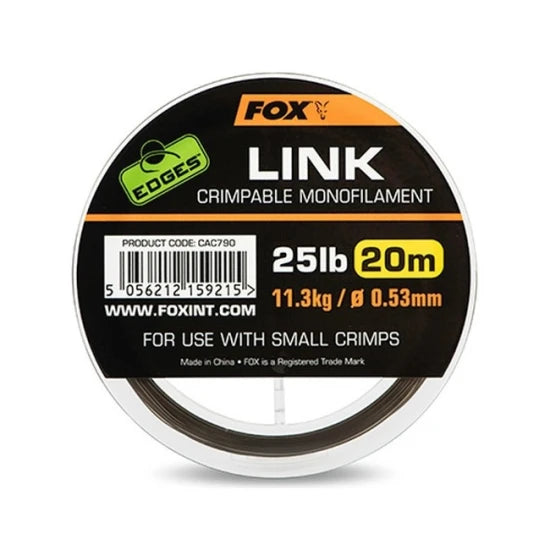 Fir Monofilament Fox Edges Link Crimpable Mono Khaki 20m 0.53/25lbs