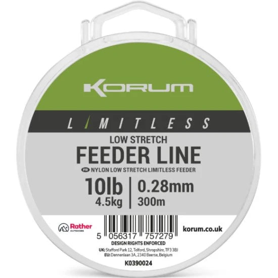 Fir Monofilament Korum Limitless Low Stretch Feeder Line, 4.5kg, 0.28mm, 300m