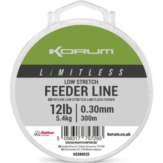 Fir Monofilament Korum Limitless Low Stretch Feeder Line, 5.4kg, 0.30mm, 300m