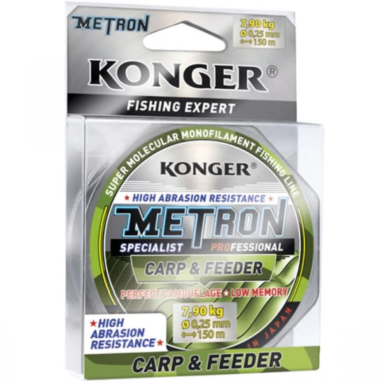 Fir Monofilament Konger Metron Specialist Procarp And Feeder Verde Camou 0.20mm, 5.9kg, 150m