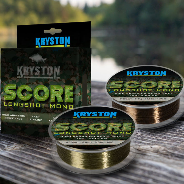 Fir Monofilament Kryston Score Longshot Mono, Olive, 0.285mm, 14.0lbs/6.6kg, 1000m
