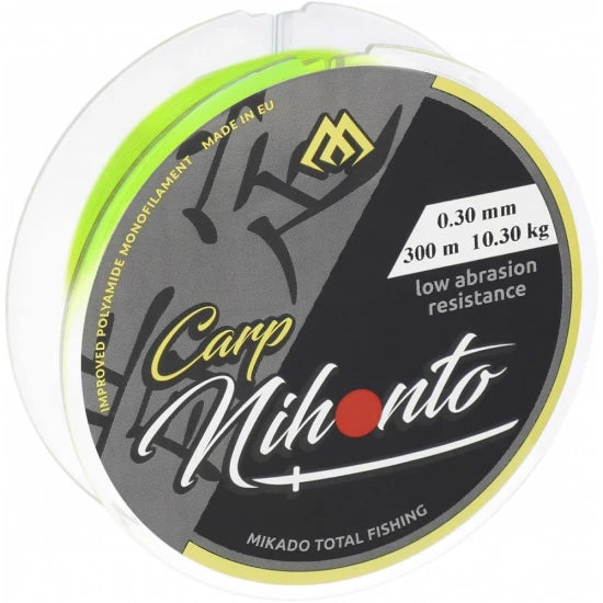 Fir Monofilament Mikado Nihonto Carp, Fluo Yellow, 0.25mm, 7.30kg, 300m