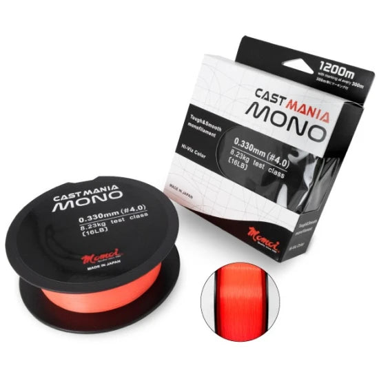 Fir Monofilament Momoi Cast Mania Mono, Flash Orange, 0.350mm, 9.10kg, 1200m