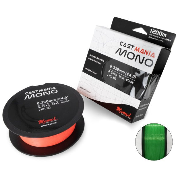 Fir Monofilament MOMOI Cast Mania Mono, Wasabi Green, 0.405mm, 11.94kg, 1200m