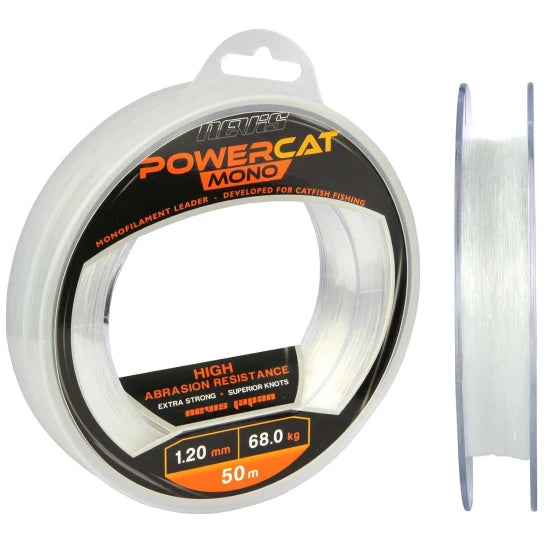 Fir Monofilament Nevis Powercat Catfish Lead Line Mono, Clear, 1.30mm, 77kg, 50m