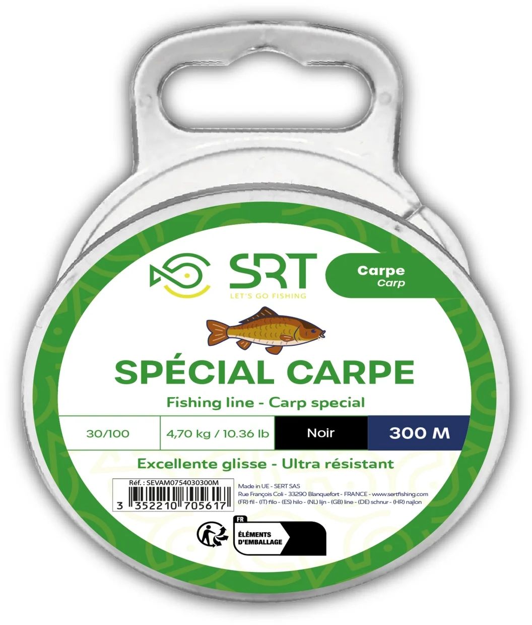 Fir Monofilament SERT SRT Special Crap Black, 6.97kg, 0.35mm, 300m