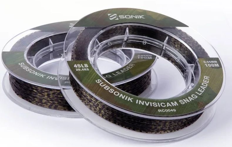 Fir Monofilament SONIK Subsonik Invisicam Snag Leader, 45lbs, 0.55mm, 100m