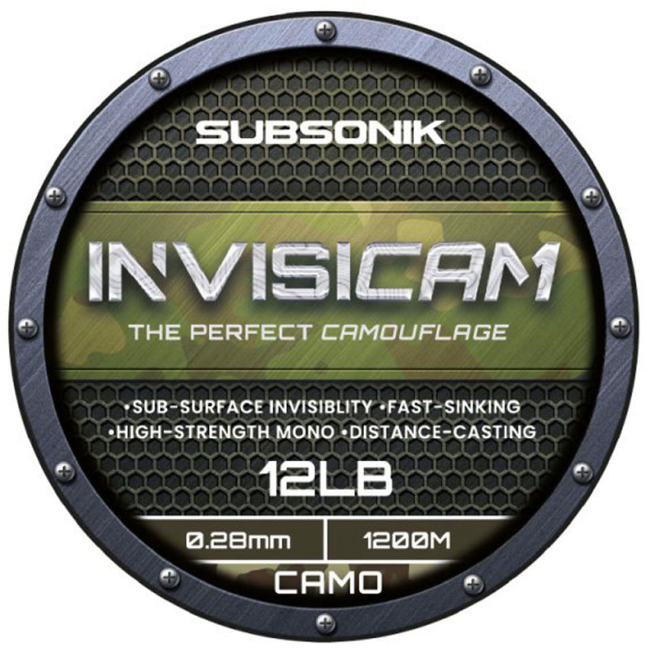 Fir Monofilament Sonik Subsonik Invisicam, Verde Maro Negru, 1200m, 11.34kg, 0.41mm