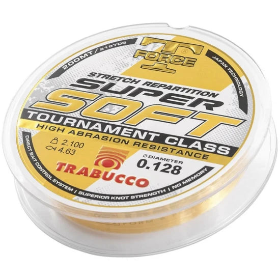 Fir Monofilament Trabucco T Force Super Soft, Gold, 200m, 0.128mm, 2.10kg
