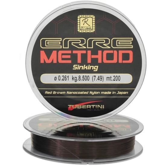 Fir Monofilament Tubertini Erre Method Red Brown Sinking, 4.5kg, 0.203mm, 200m