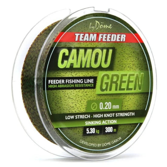 Fir Monofilament Team Feeder By Dome Camou Green 300m 0.20mm 5.30kg