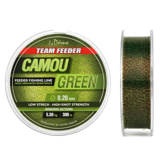 Fir Monofilament Team Feeder By Dome Camou Green 300m 0.20mm 5.30kg