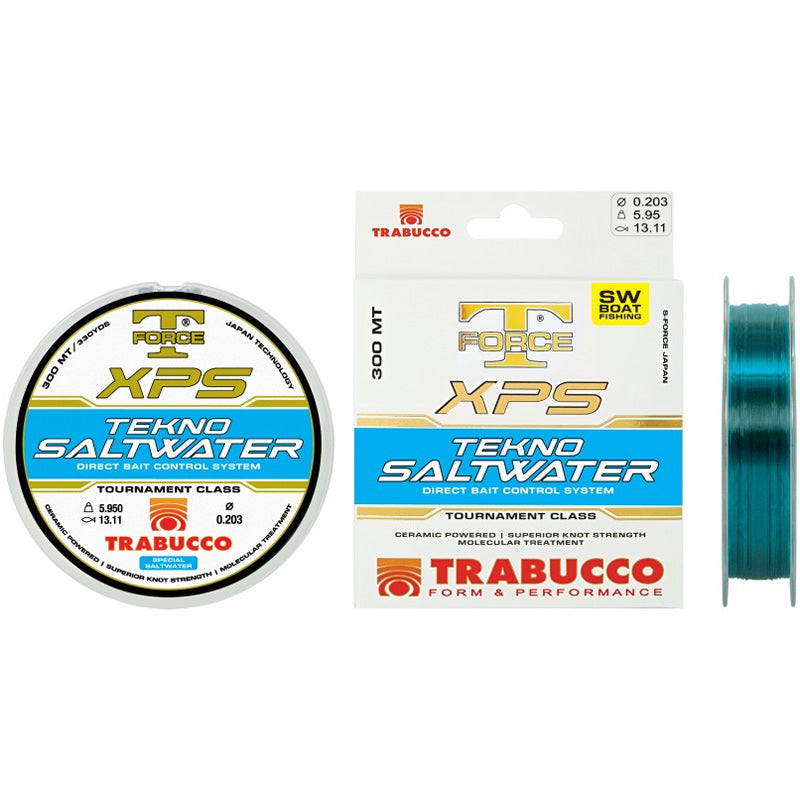 Fir Monofilament Trabucco SF XPS Tekno Saltwater, Crystal Blue, 0.251mm, 8.67kg, 300m