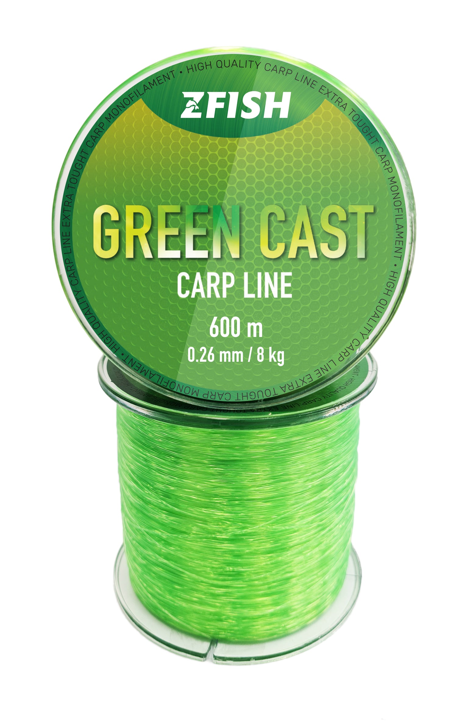 Fir Monofilament ZFISH Green Cast Carp Line, 0.34mm, 14 kg, 600m, Verde Fluo