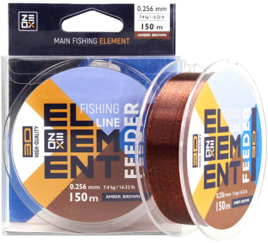 Fir Monofilament Zeox 3D Element Method Feeder, Amber Brown, 7.4kg, 0.256mm, 300m