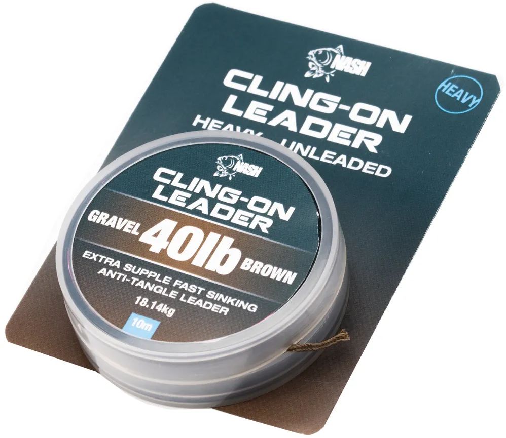 Fir NASH Cling-On Unleaded Leader Leadcore, Gravel Brown, 40lbs-18.14kg, 10m