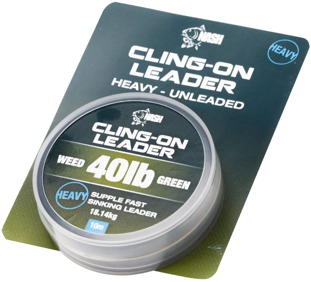 Fir NASH Cling-On Unleaded Leader Leadcore, Weed, 40lbs-18.14kg, 10m