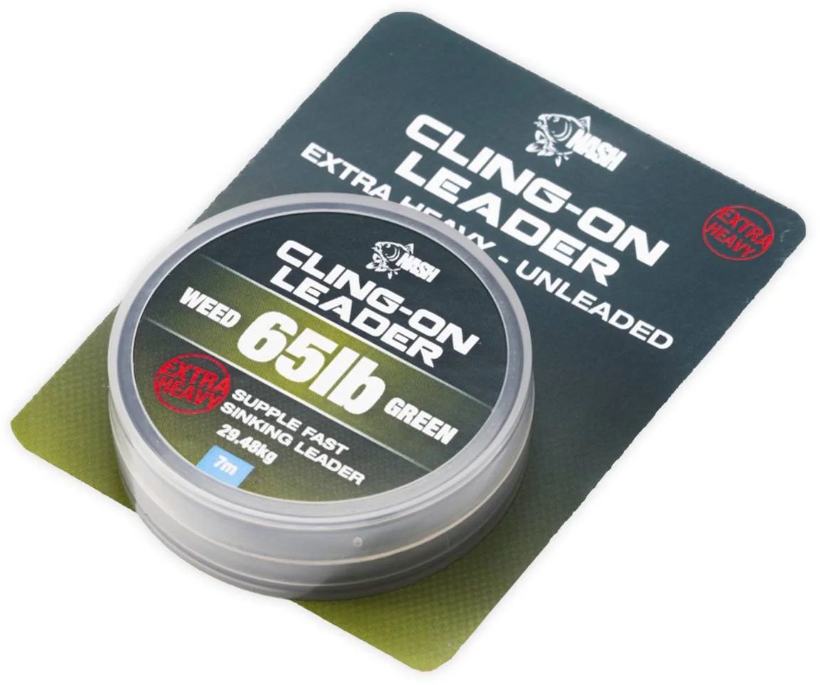 Fir NASH Cling-On Unleaded Leader Leadcore, Weed, 65lbs-29.48kg, 7m