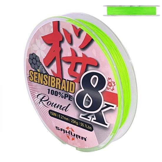 Fir Sakura Sensibraid 8x 0.18mm 150m Chartreuse