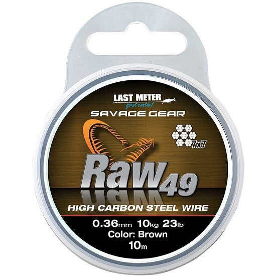 Fir Struna Savage Gear RAW 49 Uncoated Brown 10M 0.36mm 11kg