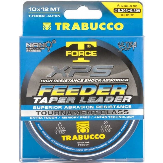 Fir Trabucco T-force Xps Feeder Taper Leader, 0.203-0.283mm, 10x12m, 5.300kg