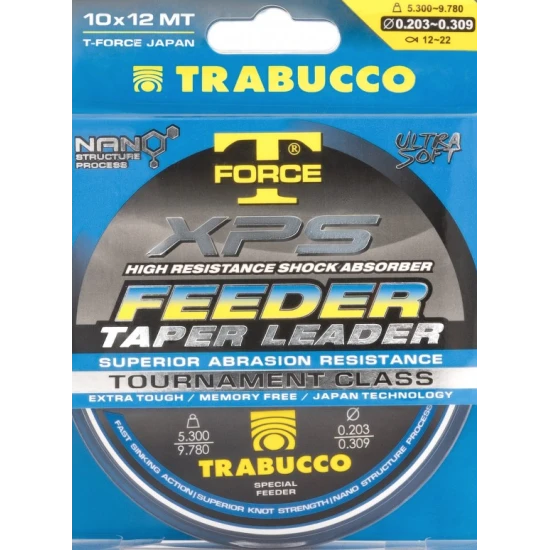Fir Trabucco T-force Xps Feeder Taper Leader, 0.203-0.309mm, 10x12m, 5.300kg