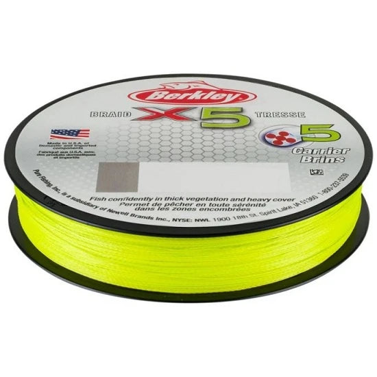 Fir Textil Berkley X5 Fluro Verde 0.10mm/9.0kg/150m
