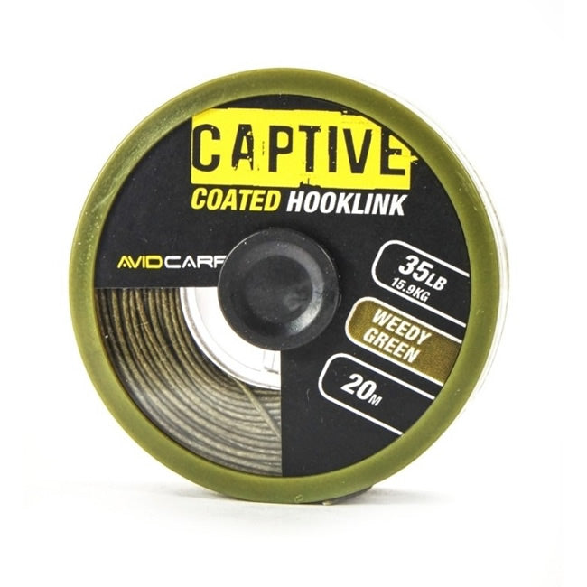 Fir Textil Cu Camasa Avid Carp Captive Coated Hooklink, 20m 0.62mm 15.9kg Weedy Green