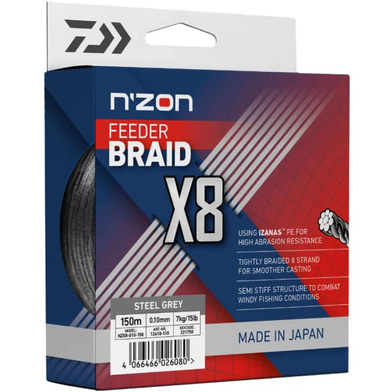 Fir Textil Daiwa N'zone 8x Braid Steel Gray, 0.12mm, 8.50kg, 150m