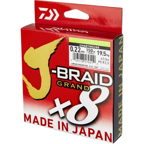 Fir Textil Daiwa J-braid Grand X8 Chartreuse 0.10mm 135m 7kg