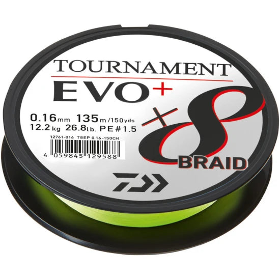 Fir Textil Daiwa Tournament 8x Braid Evo+ Chartreuse, 135m, 0.26mm, 19.80kg