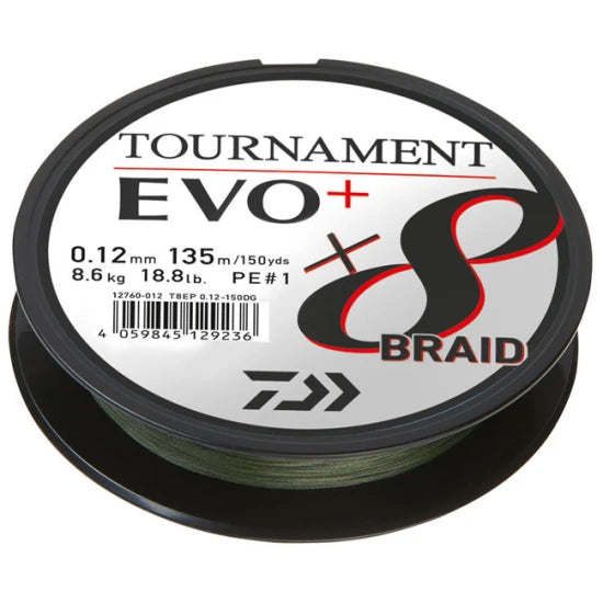 Fir Textil Daiwa Tournament 8xbraid Evo+ Verde, 0.14mm, 135m, 10.2kg