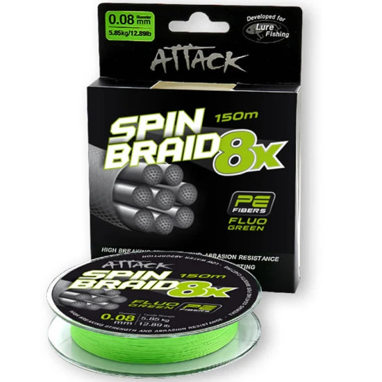 Fir Textil Formax Attack Spinbraid 8x, Fluo Green, 5.85kg, 0.08mm, 150m
