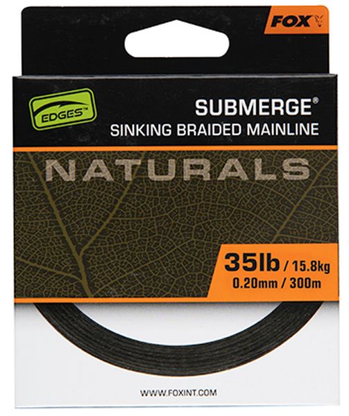 Fir Textil Fox Submerge Naturals Sinking Braid, Black, 29.5kg, 65lbs, 0.38mm, 300m