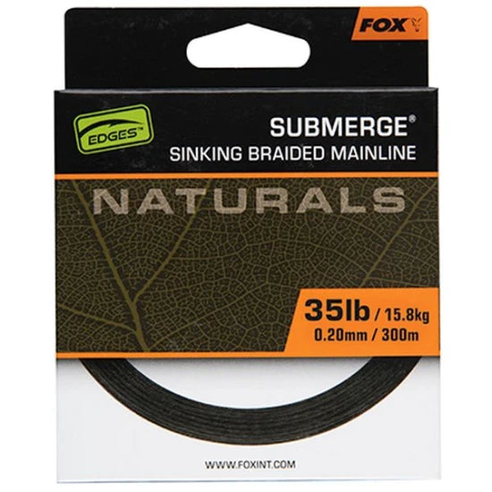 Fir Textil Fox Submerge Naturals Sinking Braid, Black, 29.5kg, 65lbs, 0.38mm, 600m