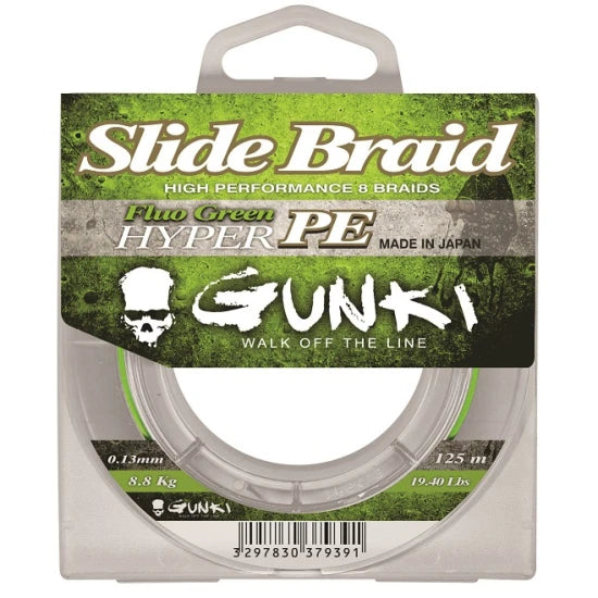 Fir Textil Gunki Slide Braid, 125m, Fluo Green, 0.08mm