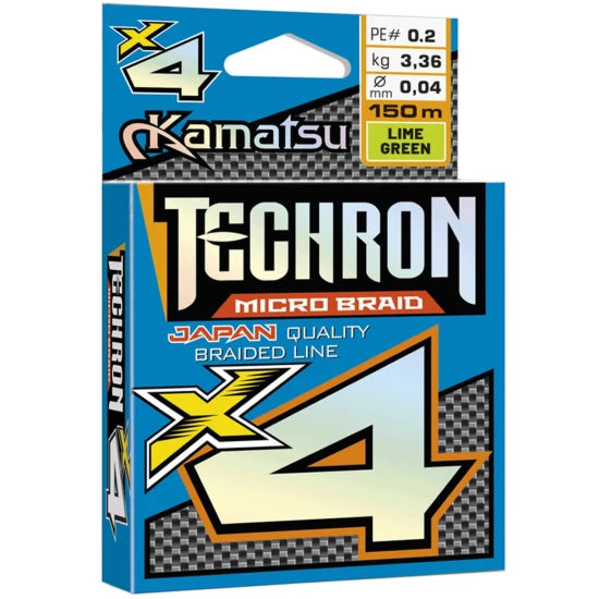Fir Textil Kamatsu Techron Micro Braid X4, Lime Green, 0.03mm, 2.63kg, 150m
