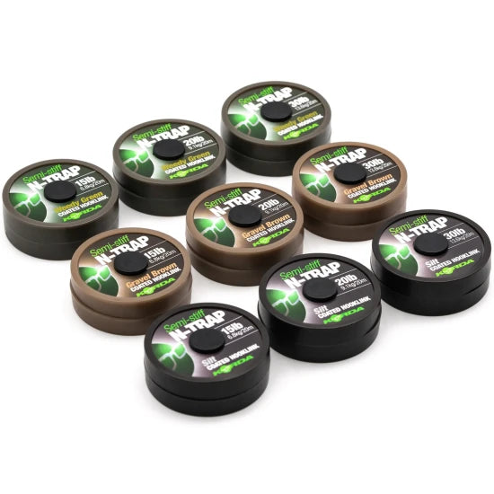 Fir Textil Korda N-trap Semi Stiff Coated, Silt, 15lbs, 20m