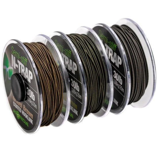 Fir Textil Korda N-trap Semi Stiff Coated, Weedy Green, 20lbs, 20m