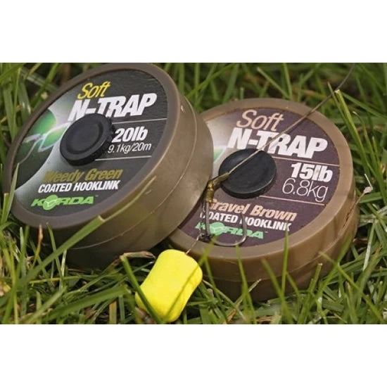 Fir Textil Korda N-trap Soft Coated, Weedy Green, 15lbs, 20m