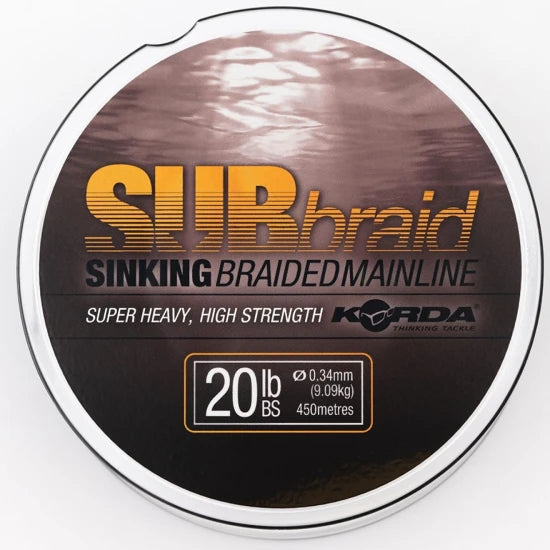 Fir Textil Korda Subbraid, Sinking, 20lb/0.34mm, 1200m