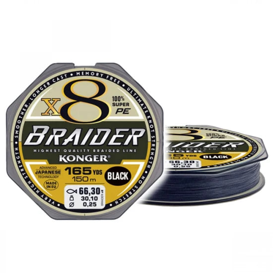 Fir Textil Konger Braider X8 Black 0.06mm, 4.9kg, 150m