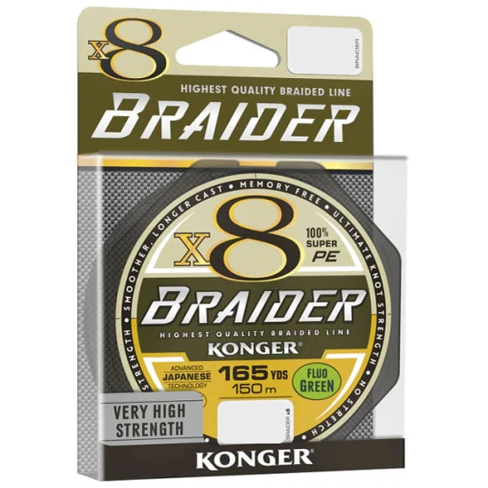 Fir Textil Konger Braider X8 Green Fluo 0.10mm, 10.7kg, 150m