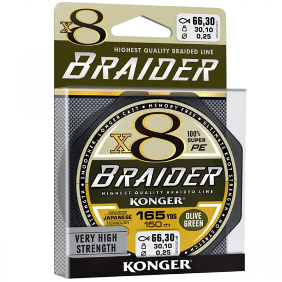 Fir Textil Konger Braider X8 Olive Green 0.20mm, 25.3kg, 150m