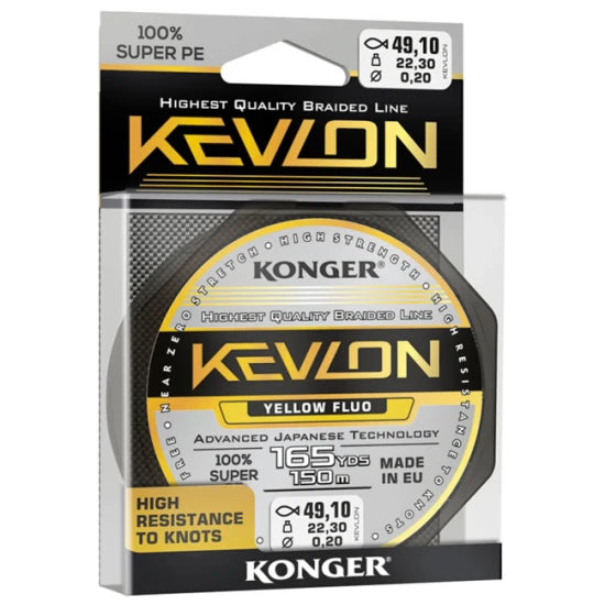 Fir Textil Konger Kevlon X4 Yellow Fluo 0.14mm, 14.5kg, 150m