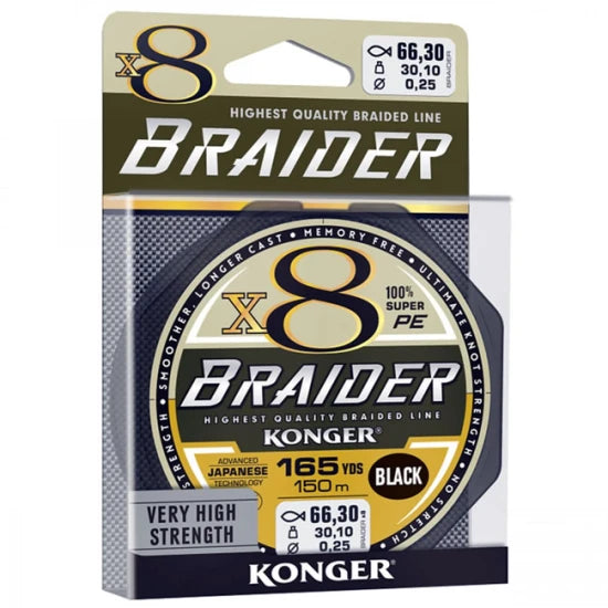 Fir Textil Konger Rigging Line Braider X8 Black 0.06mm, 4.9kg, 10m