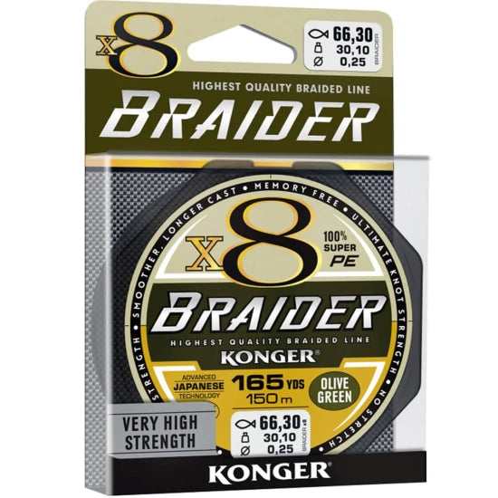 Fir Textil Konger Rigging Line Braider X8 Olive Green, 10m, 0.04mm, 4.05kg