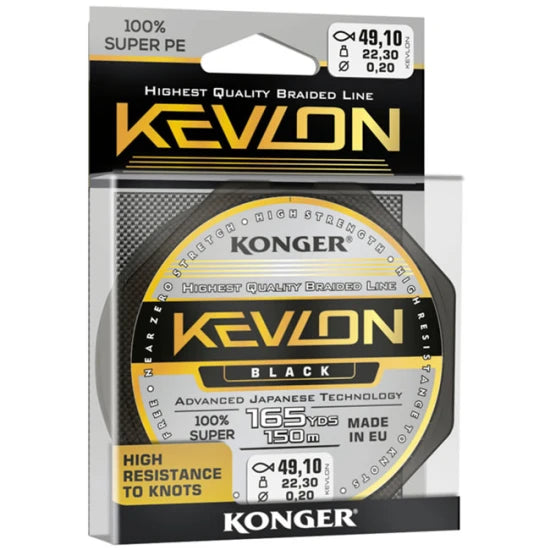 Fir Textil Konger Rigging Line Kevlon X4 Black 0.10mm, 9.8kg, 10m