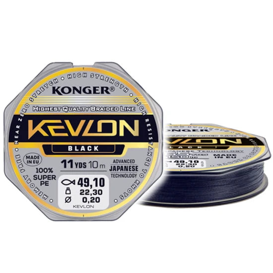 Fir Textil Konger Rigging Line Kevlon X4 Black 0.25mm, 29.2kg, 10m